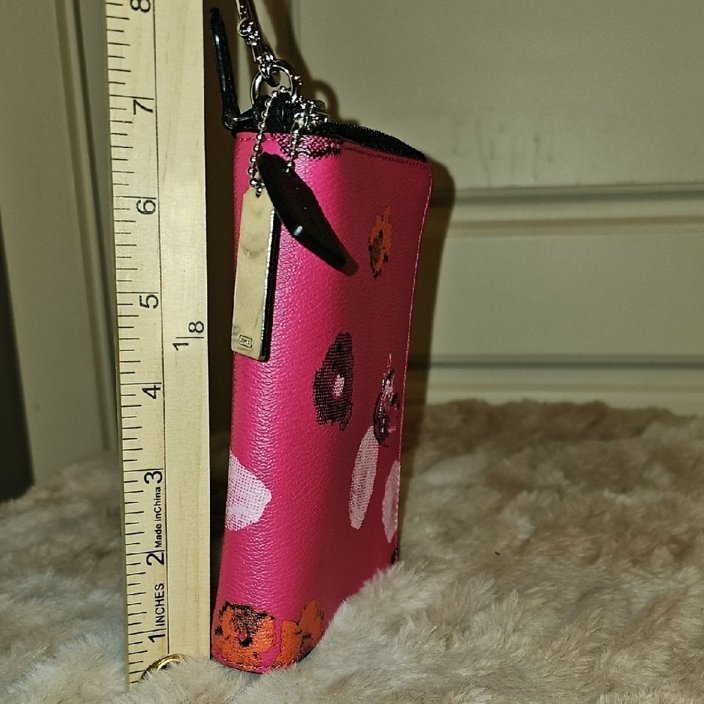 Coach Pink Floral Key Holder with Black Accents - Picture 5 of 15